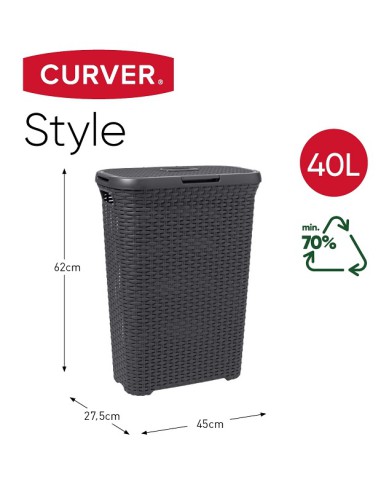 Szary kosz na pranie 40l Curver Rattan Style 3253920709011 28