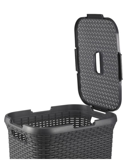 60 l kosz na pranie 60l ciemny szary Curver Rattan Style 3253920707031 26
