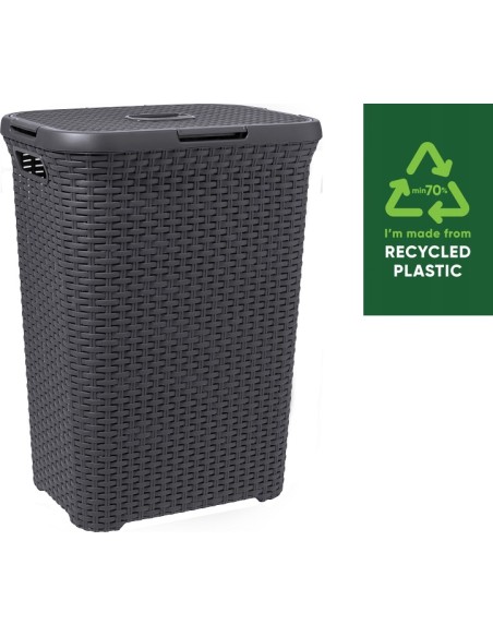 60 l kosz na pranie 60l ciemny szary Curver Rattan Style 3253920707031 30