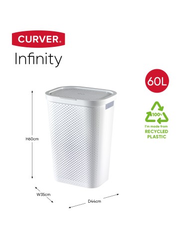 Biały kosz na pranie 60l Curver Infinity Recycled 3253924754178 10