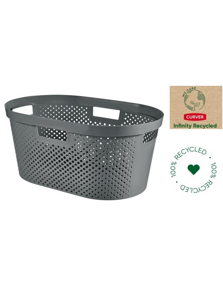 Szary pojemnik na pranie do magla 40l ciemny szary Curver Infinity Recycled 3253924755236 12