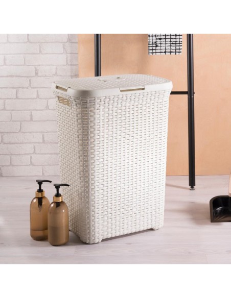 Kremowy 60l kosz na pranie Curver Rattan Style 3253920707000 10