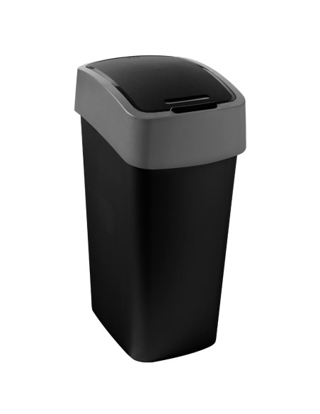 Pojemny kosz na śmieci 45L czarny/srebrny Curver Flip Bin - Kosze na śmieci Pojemny kosz na śmieci 45L czarny/srebrny Curver Flip Bin 3253922172165 9