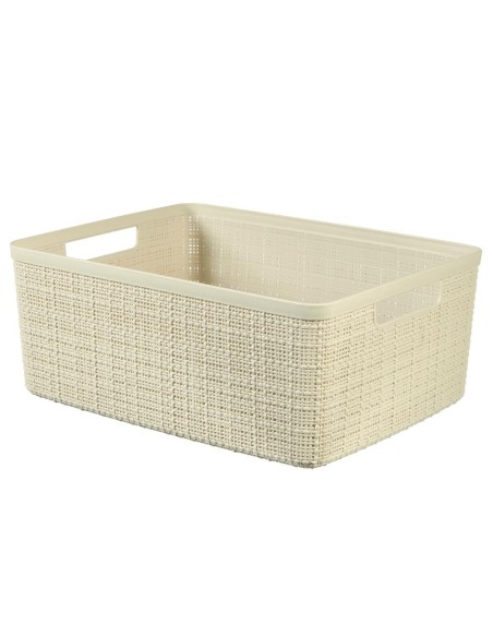 Kremowy pojemnik organizer 12l Curver Jute - Pudełka i koszyki Kremowy pojemnik organizer 12l Curver Jute 3253921905054 5