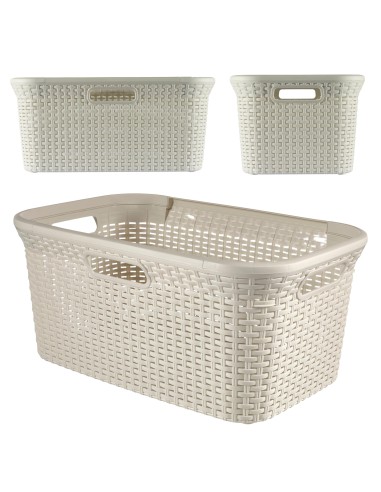 Kremowy kosz na pranie Curver Rattan Style 45l 3253920708007