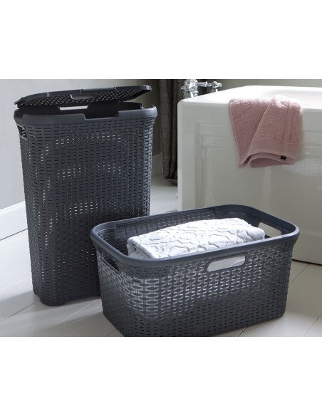 Szary kosz na pranie 40l Curver Rattan Style 3253920709011 4