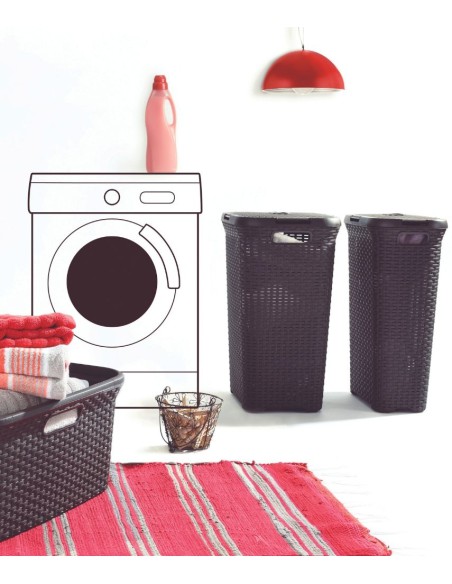 Brązowy kosz na pranie 60l Curver Rattan Style 3253920707017 4