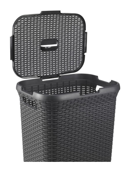 60 l kosz na pranie 60l ciemny szary Curver Rattan Style 3253920707031 3