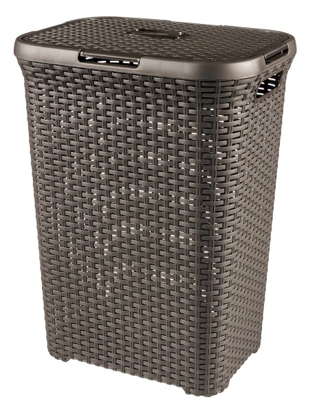 Brązowy kosz na pranie 60l Curver Rattan Style 3253920707017 20
