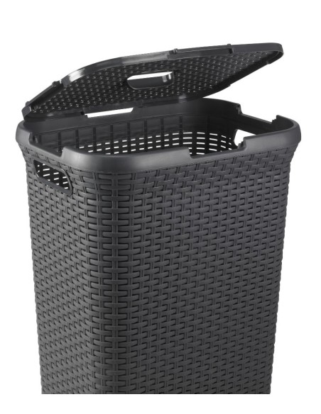 60 l kosz na pranie 60l ciemny szary Curver Rattan Style 3253920707031 37