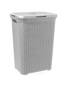 Jasnoszary kosz na pranie 60l Curver Rattan Style 3253920707536