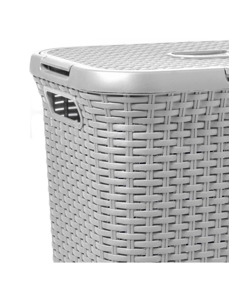 Jasnoszary kosz na pranie 60l Curver Rattan Style 3253920707536 20
