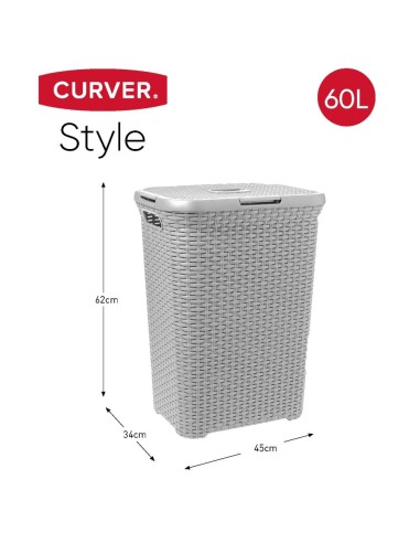 Jasnoszary kosz na pranie 60l Curver Rattan Style 3253920707536 22