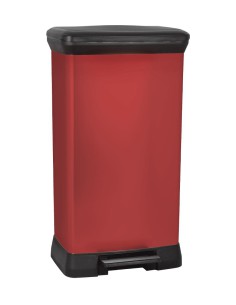 Czerwony kosz na śmieci z pedałem 50l metalizowany Curver 3253922162012