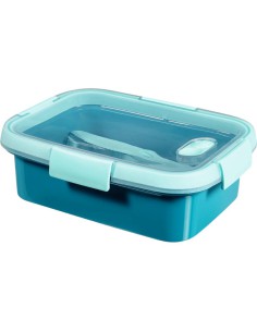 Niebieski lunchbox na żywność ze sztućcami 1,4l Curver 3253920946010