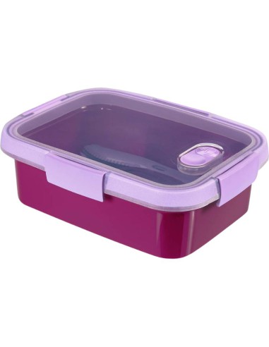 Fioletowy lunchbox na żywność ze sztućcami 1,4l Curver 3253920946027