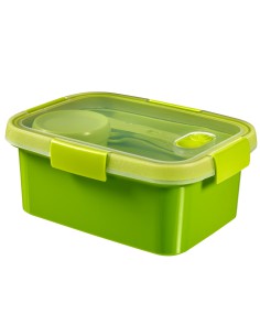 Zielony pojemnik na jedzenie ze sztućcami 1,2l Curver 3253920947000