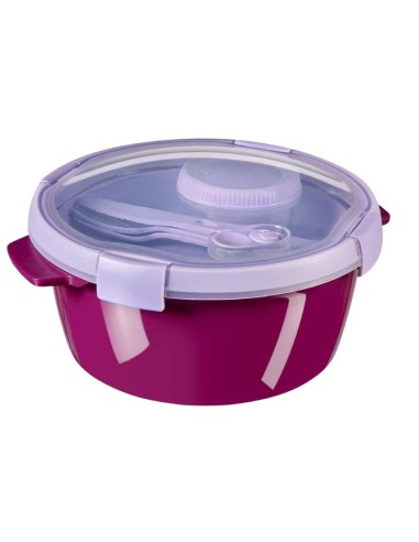 Fioletowy lunchbox na jedzenie ze sztućcami 1,4l Curver 3253920921024