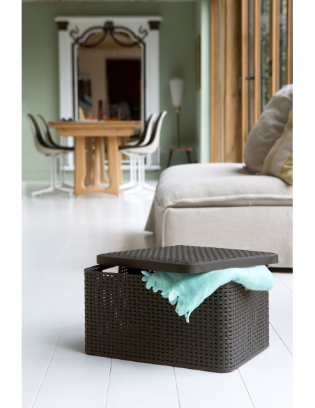 30l koszyk przechowywania Curver Rattan Style z pokrywką - Pudełka i koszyki 30l koszyk przechowywania Curver Rattan Style z pokrywką 3253923619003 2
