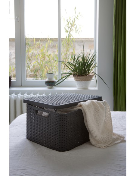 30l koszyk przechowywania Curver Rattan Style z pokrywką - Pudełka i koszyki 30l koszyk przechowywania Curver Rattan Style z pokrywką 3253923619003 3