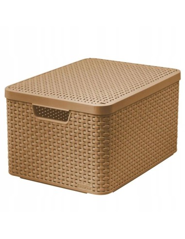 Kosz z pokrywką do przechowywania 30l Curver Rattan Style 3253923619041 2