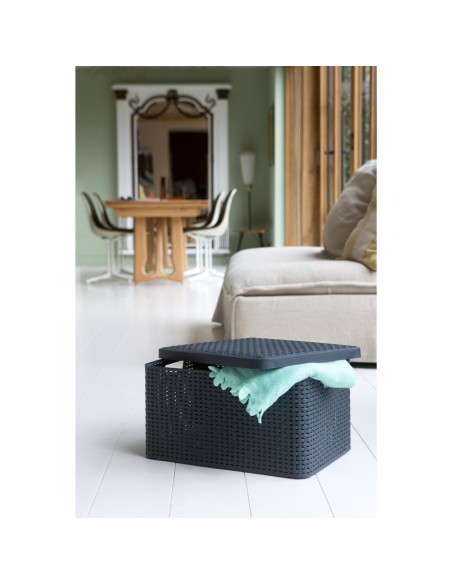 Pojemnik z pokrywką do przechowywania 30l Curver Rattan Style - Pudełka i koszyki Pojemnik z pokrywką do przechowywania 30l  Curver Rattan Style 3253923619010 3