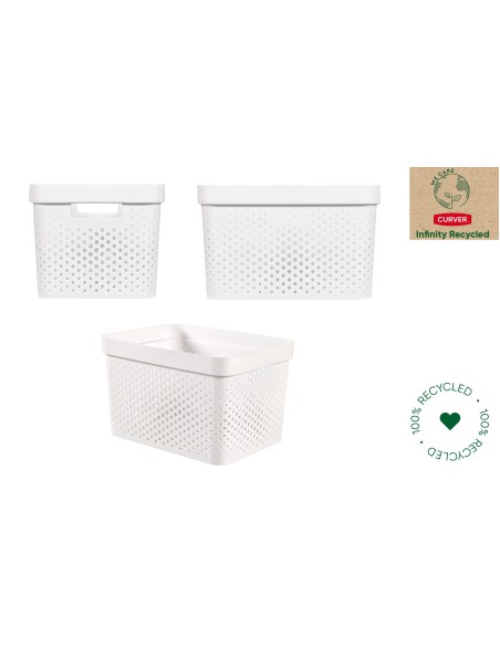 Pojemnik do łazienki, pokoju do przechowywania 17l ażurowy Curver Infinity Recycled - Pudełka i koszyki Pojemnik do łazienki, pokoju do przechowywania 17l ażurowy Curver Infinity Recycled 3253924740256 5