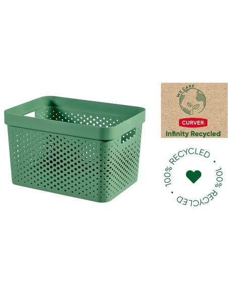 Duży ażurowy pojemnik do przechowywania 17l Curver Infinity Recycled - Pudełka i koszyki Duży ażurowy pojemnik do przechowywania 17l Curver Infinity Recycled 3253924740263 3