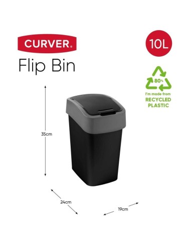 Kosz na śmieci 9L czarny/srebrny Curver Flip Bin 3253922170161 19