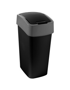 Pojemny kosz na śmieci 45L czarny/srebrny Curver Flip Bin 3253922172165