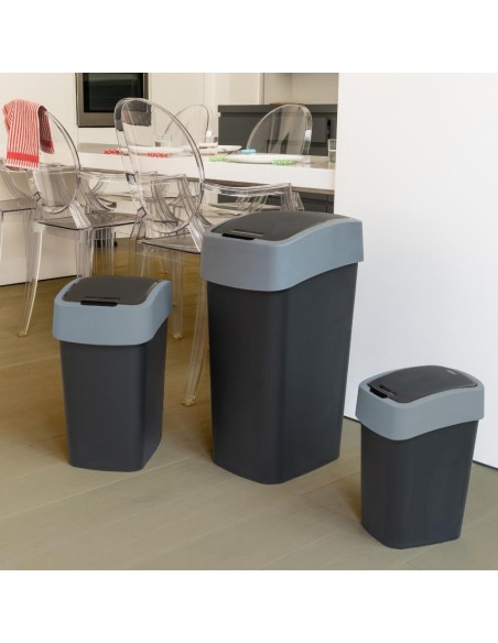 Pojemny kosz na śmieci 45L czarny/srebrny Curver Flip Bin - Kosze na śmieci Pojemny kosz na śmieci 45L czarny/srebrny Curver Flip Bin 3253922172165 15