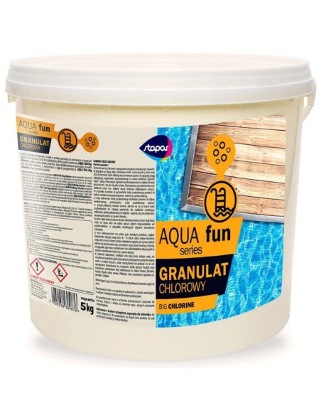 Błyskawiczny chlorowy granulat do dezynfekcji basenu Stapar Aqua fun 5kg 5908258389944 2