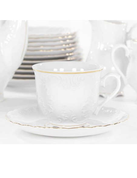 Serwis kawowo-herbaciano-deserowy dla 6 osób 21 elementów Ćmielów Rococo Złota Linia 5902767071024 2