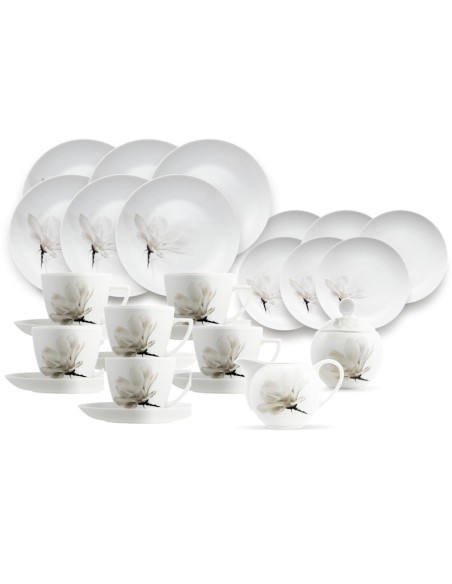 Porcelanowy zestaw obiadowo-kawowy Lubiana Magnolia dla 6 osób, 32 elementy - Serwisy Porcelanowy zestaw obiadowo-kawowy Lubiana Magnolia dla 6 osób, 32 elementy 5900245228090
