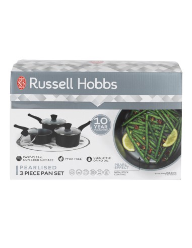 Zestaw rondli z pokrywkami o doskonałej przewodności cieplnej Russell Hobbs Pearlised 5054061314540 5