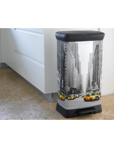 Kosz z pedałem na śmieci  50l metalizowany Nowy York Curver 3253922162166 2