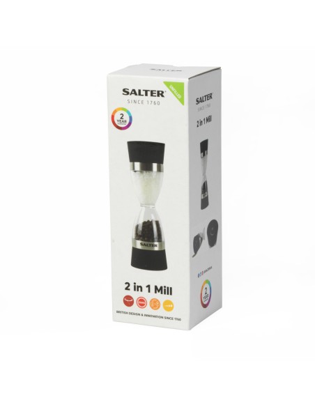 Funkcjonalny młynek do mielenia soli i pieprzu ręczny dwustronny 2w1 Salter 5054061449587 2