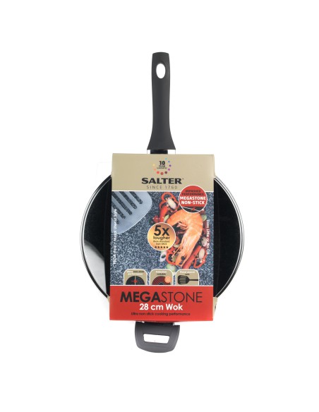 Wok nieprzywierający z pokrywką Salter Megaston Platinum 28cm 5054061173697 2