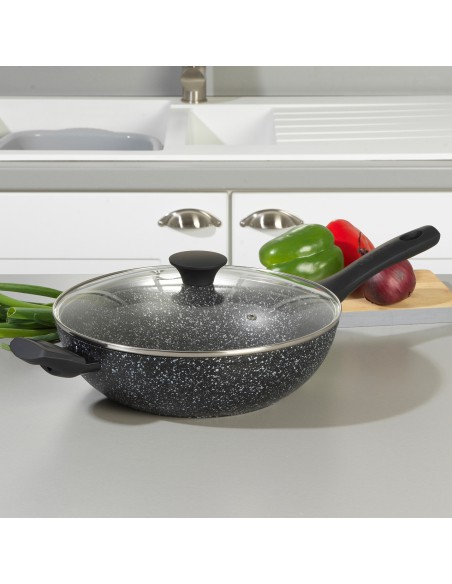 Wok nieprzywierający z pokrywką Salter Megaston Platinum 28cm 5054061173697 5