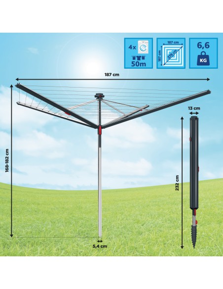 Ogrodowa zewnętrzna suszarka na pranie Vileda Sun Rise 50m 4023103233935 16
