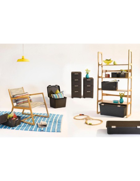 Brązowy koszyk z pokrywką do przechowywania 6l Curver Rattan Style - Pudełka i koszyki Brązowy koszyk z pokrywką do przechowywania 6l Curver Rattan Style 3253923617009 2