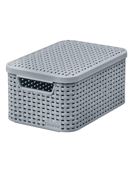 Jasnoszary koszyk z pokrywką do przechowywania 6l Curver Rattan Style - Pudełka i koszyki Jasnoszary koszyk z pokrywką do przechowywania 6l Curver Rattan Style 3253924832609
