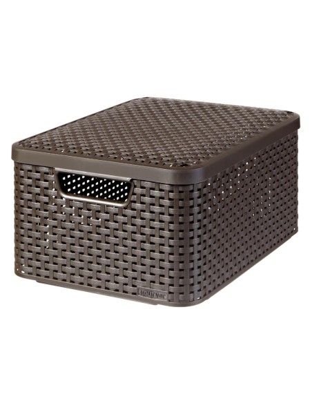 Koszyk do przechowywania z pokrywką 18l Curver Rattan Style - Pudełka i koszyki Koszyk do przechowywania z pokrywką 18l Curver Rattan Style 3253923618006