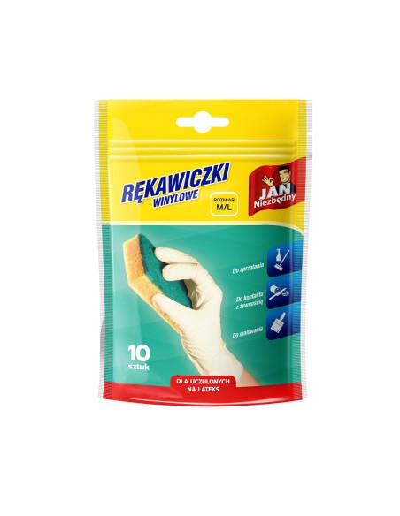 Rękawiczki winylowe M/L 10szt Jan Niezbędny - Akcesoria do sprzątania Rękawiczki winylowe M/L 10szt Jan Niezbędny 5900536234656