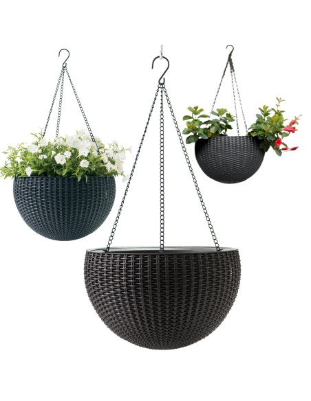 Rattanowa doniczka wisząca Keter Hanging Sphere Planter grafitowa, 35 x 35 x 22 cm 7290106924499 10