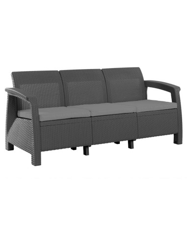 Sofa do ogrodu dla 3 osób grafitowa Keter Corfu Love Seat Max 3253929120015