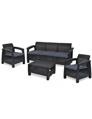 Sofa do ogrodu dla 3 osób grafitowa Keter Corfu Love Seat Max 3253929120015 2