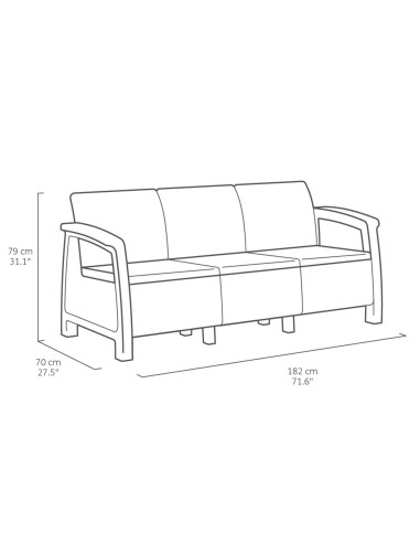 Sofa do ogrodu dla 3 osób grafitowa Keter Corfu Love Seat Max 3253929120015 3