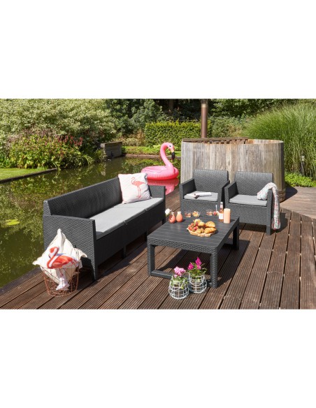 Stolik kawowy do ogrodu grafitowy z regulacją Allibert by Keter 8711245143446 7