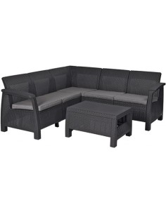 Ergonomiczny zestaw mebli ogrodowych Keter Corfu Relax narożnik + stolik 3253929168024 2